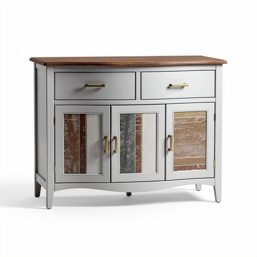Wooden sideboard cabinet with multiple storage compartments and drawers 120 x 40 x 80cm
