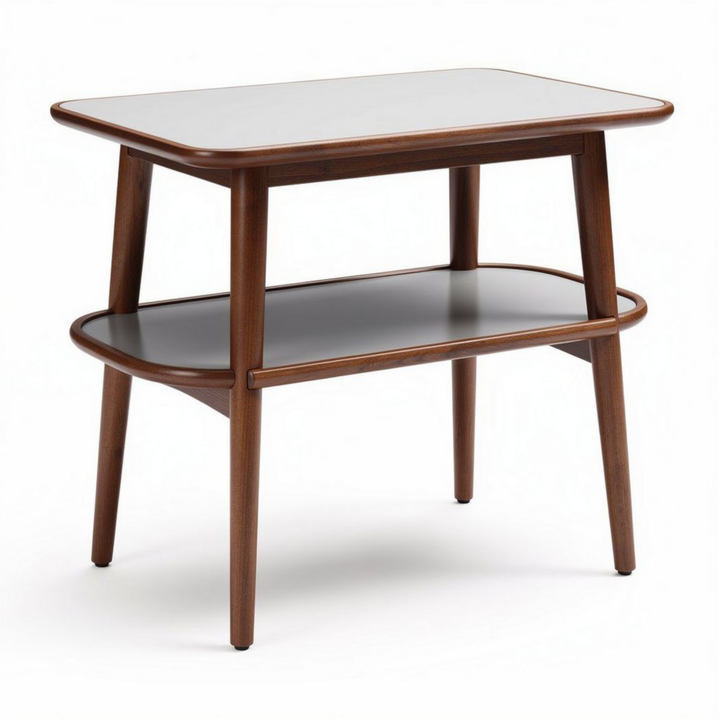 Wooden coffee table with lower shelf in walnut finish 60 x 40 x 45cm