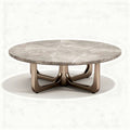 Round marble coffee table with bronze metal base 100 x 100 x 40cm