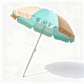 Beach umbrella with aluminum pole and fabric canopy in teal and tan 6.5 feet