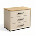 Three-drawer nightstand with wood top and metal handles 50 x 40 x 35cm