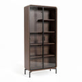 Wooden bookcase with glass doors and six adjustable shelves 80 x 40 x 180cm
