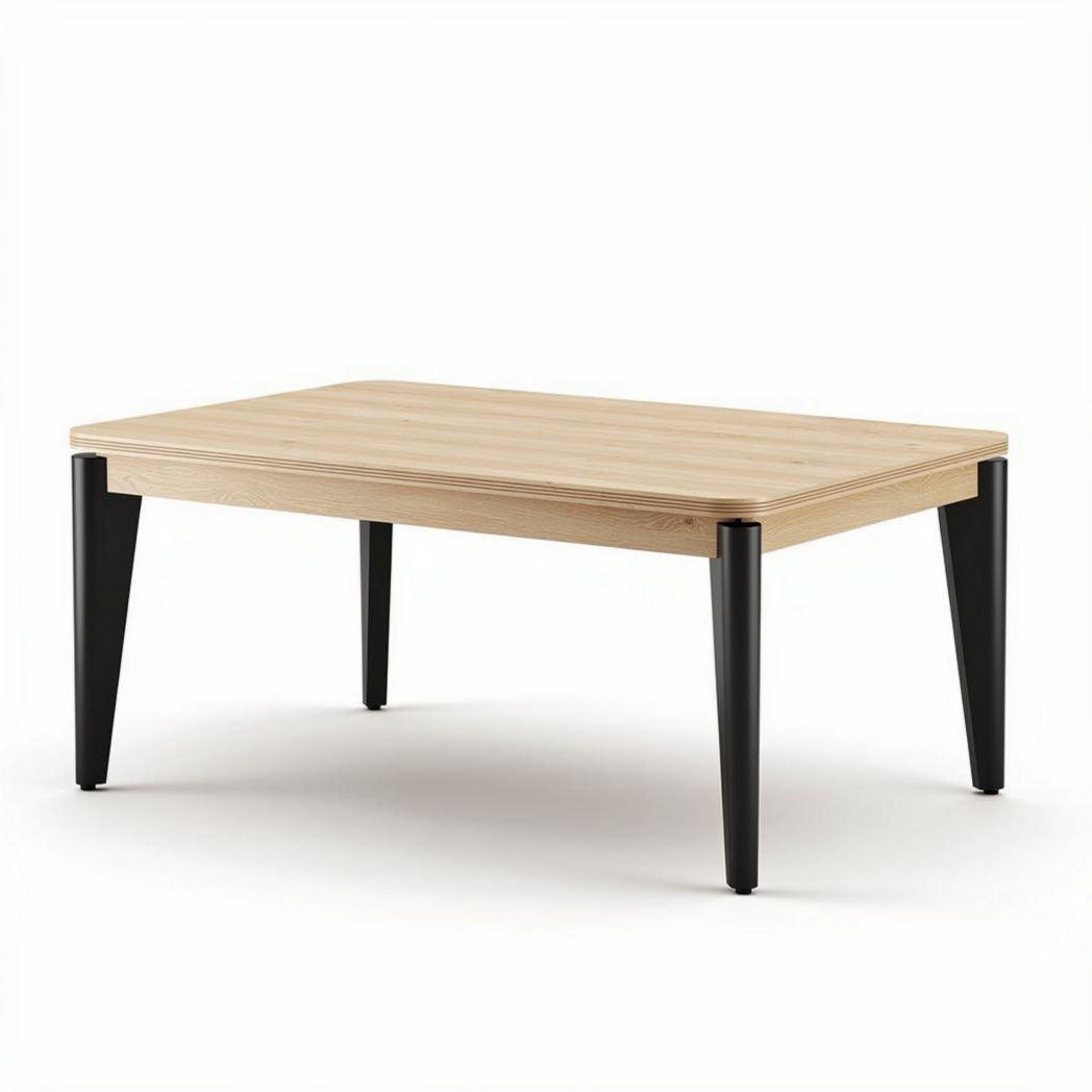 Wooden coffee table with black metal legs 120 x 60 x 45cm