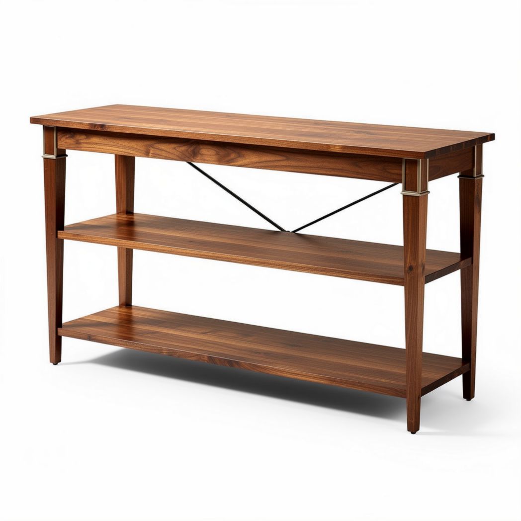 Wooden console table with two shelves for living room storage 120 x 40 x 80cm