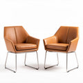 Leather accent chair with chrome base for living room seating 75 x 75 x 80cm