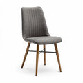 Upholstered dining chair with wood legs in gray fabric 45 x 50 x 90cm