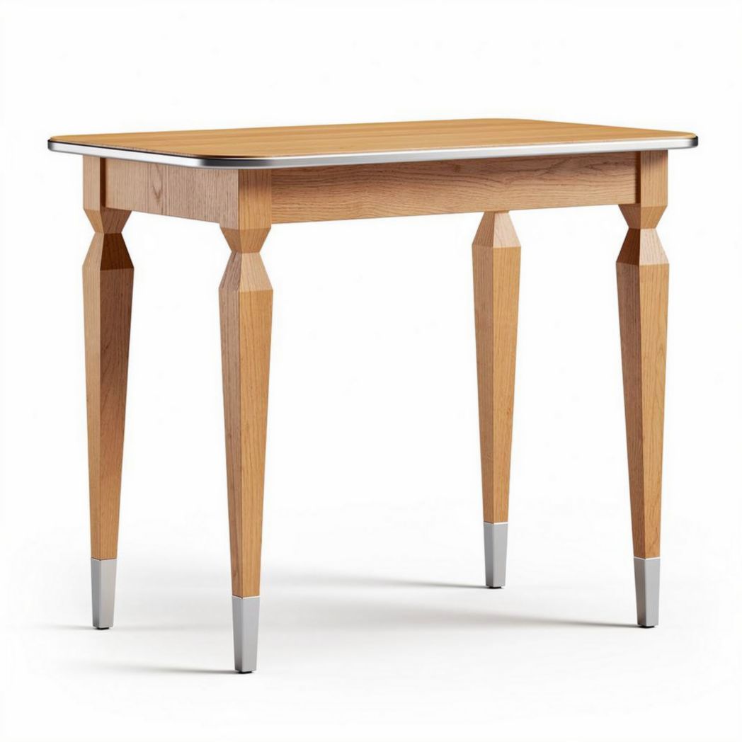 Wooden dining table with chrome legs 80 x 50 x 75cm rectangular design