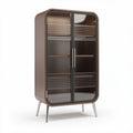 Wooden display cabinet with glass doors and shelves 90 x 50 x 150cm